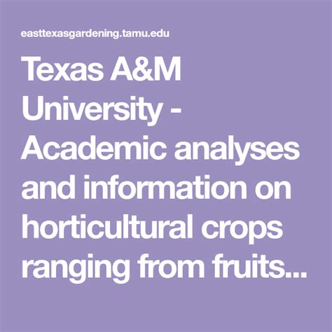 texas a&m horticulture